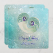 PixDezines nautilus/ビーチ結婚式 招待状 (正面/裏面)