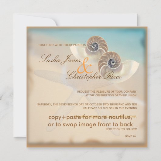 PixDezines nautilus、diy招待状 招待状 (裏面)