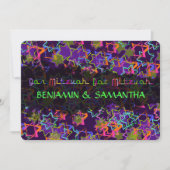 PixDezines NEON/グランジSTARS/バー+バルミツワー 招待状 (正面)