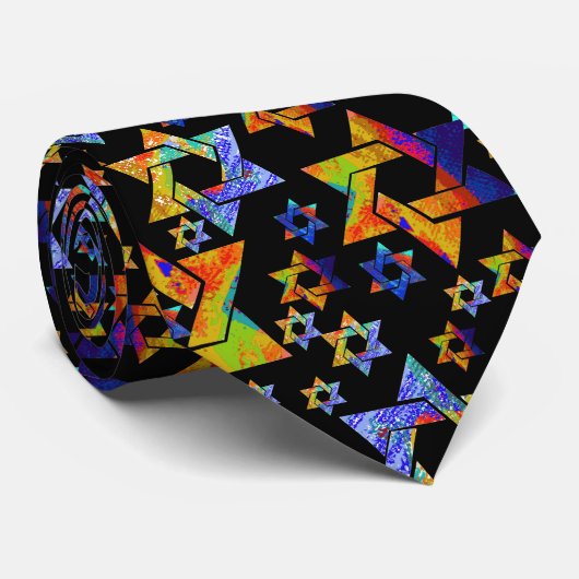 PixDezines Neon Colors Star of David ネクタイ (ロール)