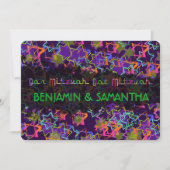 PixDezines NEON/GRUNG STARS/バー+バルミツワー 招待状 (正面)