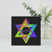 PixDezines Neon Sign Star of David/バー（ユダヤ教の）バル・ミツバ 招待状 (スタンド正面)