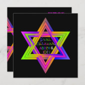 PixDezines Neon Sign Star of David/B'nai（ユダヤ教の）バル・ 招待状 (正面/裏面)