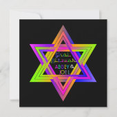 PixDezines Neon Sign Star of David/B'nai（ユダヤ教の）バル・ 招待状 (正面)