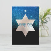 PixDezines Night Sky/ティール(緑がかった色)/タイポグラフィ/バー(ユダヤ教の 招待状 (スタンド正面)