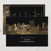 PixDezines NYCスカイライン/偽ゴールド/手作り 招待状 (正面/裏面)