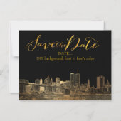 PixDezines NYC スケッチ風都市景観 マグネット招待状 (正面)