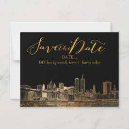 PixDezines NYC スケッチ風都市景観 マグネット招待状