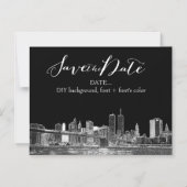 PixDezines NYC スケッチ風都市景観 マグネット招待状 (正面)