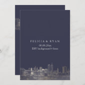 PixDezines NYC Skyline/フェイクSilver/DIY Bckgrnd 招待状 (正面/裏面)