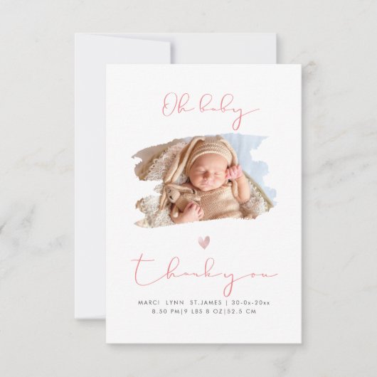 PixDezines OHベビーシャワーありがとう+お知らせ サンキューカード (正面)