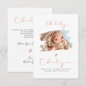 PixDezines OHベビーシャワーありがとう+お知らせ サンキューカード (正面/裏面)