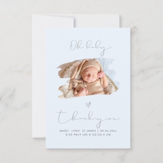 PixDezines OHベビーシャワーありがとうDIYカラー サンキューカード (正面)