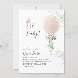 PixDezines Ohベビー赤面バルーンベビーシャワー 招待状