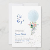 PixDezines Oh Boy Balloon Baby Shower 招待状 (正面)