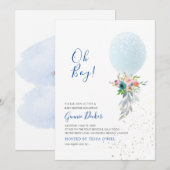 PixDezines Oh Boy Balloon Baby Shower 招待状 (正面/裏面)