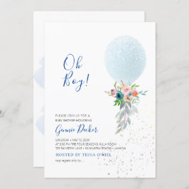 PixDezines Oh Boy Balloon Baby Shower 招待状