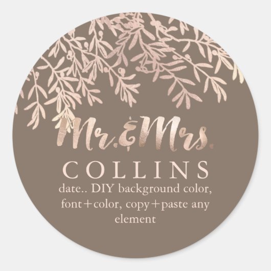 PixDezines Olives/フェイクバラ金ゴールド/DIY背景 ラウンドシール (正面)