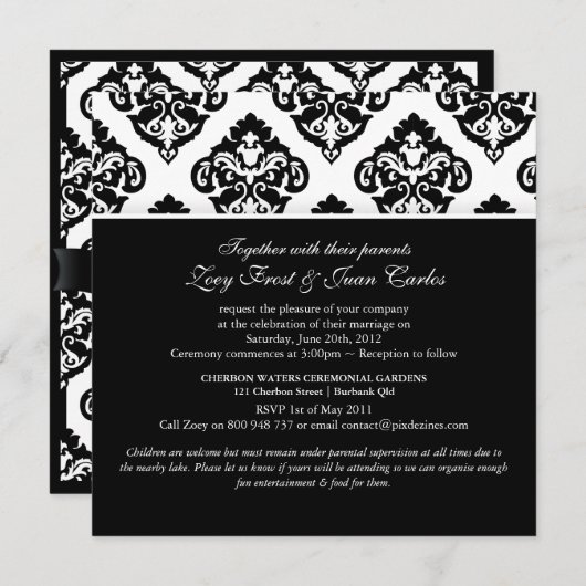 PixDezines Oliviaダマスク 招待状 (正面/裏面)