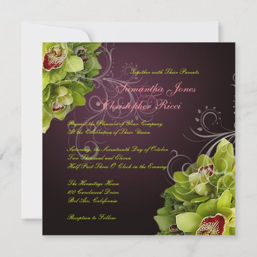 PixDezines Orchid +装飾用の飾り 招待状 (裏面)