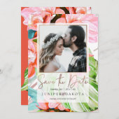 PixDezines Orchid Isle、パーム、熱帯日付救(Tropical Date) 招待状 (正面/裏面)