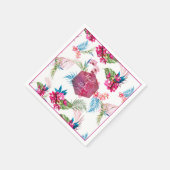 PixDezines Orchid Isle、ピンクの蘭+葉 スタンダードカクテルナプキン (角)