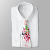 PixDezines Orchid Isle、ピンクオーキッズブルーパームズ ネクタイ (タイ)