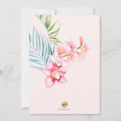 PixDezines Orchid Isle、ブライダルブランチNavy+Pink 招待状 (裏面)