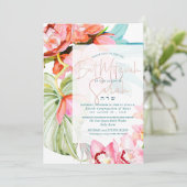 PixDezines Orchid Isle、水彩バルミツワー 招待状 (スタンド正面)