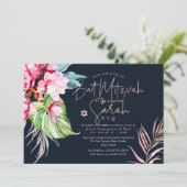 PixDezines Orchid Isle、水彩バルミツワー 招待状 (スタンド正面)