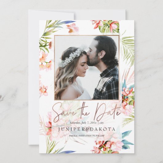 PixDezines Orchid Isle, Peach Orchid+Palm 招待状 (正面)