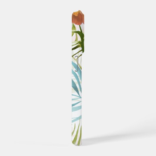 PixDezines Orchid Isle, Peachy Orchids Blue Palms iPhoneケース (右側面)