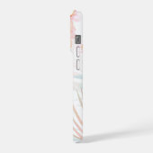 PixDezines Orchid Isle, Peachy Orchids Blue Palms iPhoneケース (左側面)