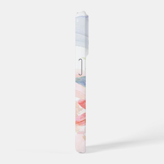 PixDezines Orchid Isle, Peachy Orchids Blue Ti iPhoneケース (右側面)