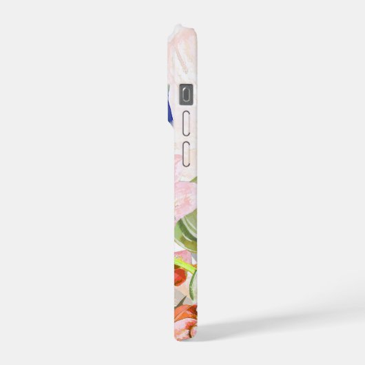 PixDezines Orchid Isle, Peachy Orchids Blue Ti iPhoneケース (左側面)