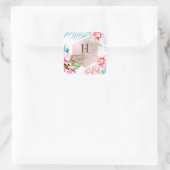 PixDezines Orchid Isle, Pink Orchid+Palm スクエアシール (バッグ)