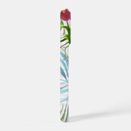 PixDezines Orchid Isle, Pink Orchids Blue Palms iPhoneケース (右側面)