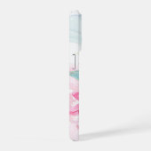 PixDezines Orchid Isle, Pink Orchids Blue Ti iPhoneケース (右側面)