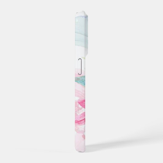 PixDezines Orchid Isle, Pink Orchids Blue Ti iPhoneケース (右側面)