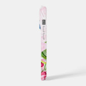 PixDezines Orchid Isle, Pink Orchids Blue Ti iPhoneケース (左側面)