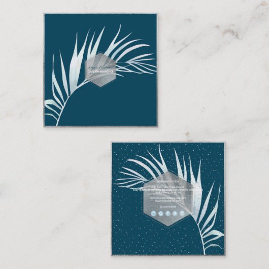 PixDezines PALM、ほこりっぽいライトブルー スクエア名刺 (正面/裏面)