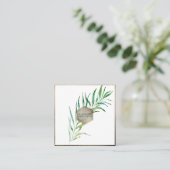 PixDezines PALM FRONDES、緑 スクエア名刺 (スタンド正面)