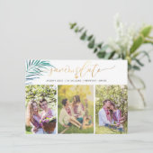 PixDezines Palm Frondsフェイク金ゴールドモダンスクリプト セーブザデート (スタンド正面)