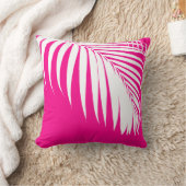 PixDezines Palm Fronds/ホットピンク/ホワイト クッション (ブランケット)