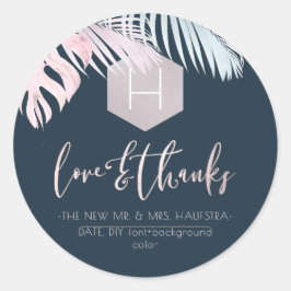 PixDezines Palmsモノグラム赤面シルバー，ありがとう ラウンドシール