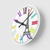 PixDezines paris、エッフェル/DIY背景色 ラウンド壁時計 (傾斜)