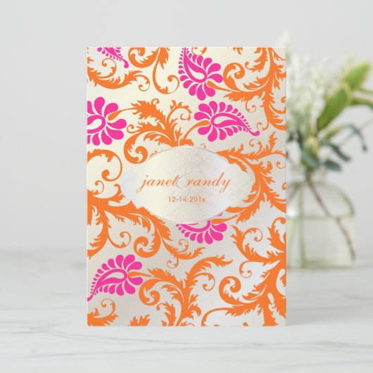 PixDezines pavoダマスク 招待状 (スタンド正面)