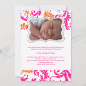 PixDezines pavo damask/birth announce/shower 招待状 (正面)