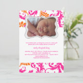 PixDezines pavo damask/birth announce/shower 招待状 (スタンド正面)