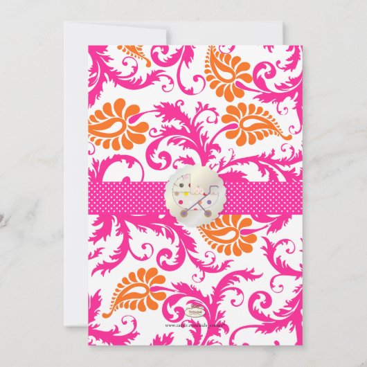 PixDezines pavo damask/birth announce/shower 招待状 (裏面)